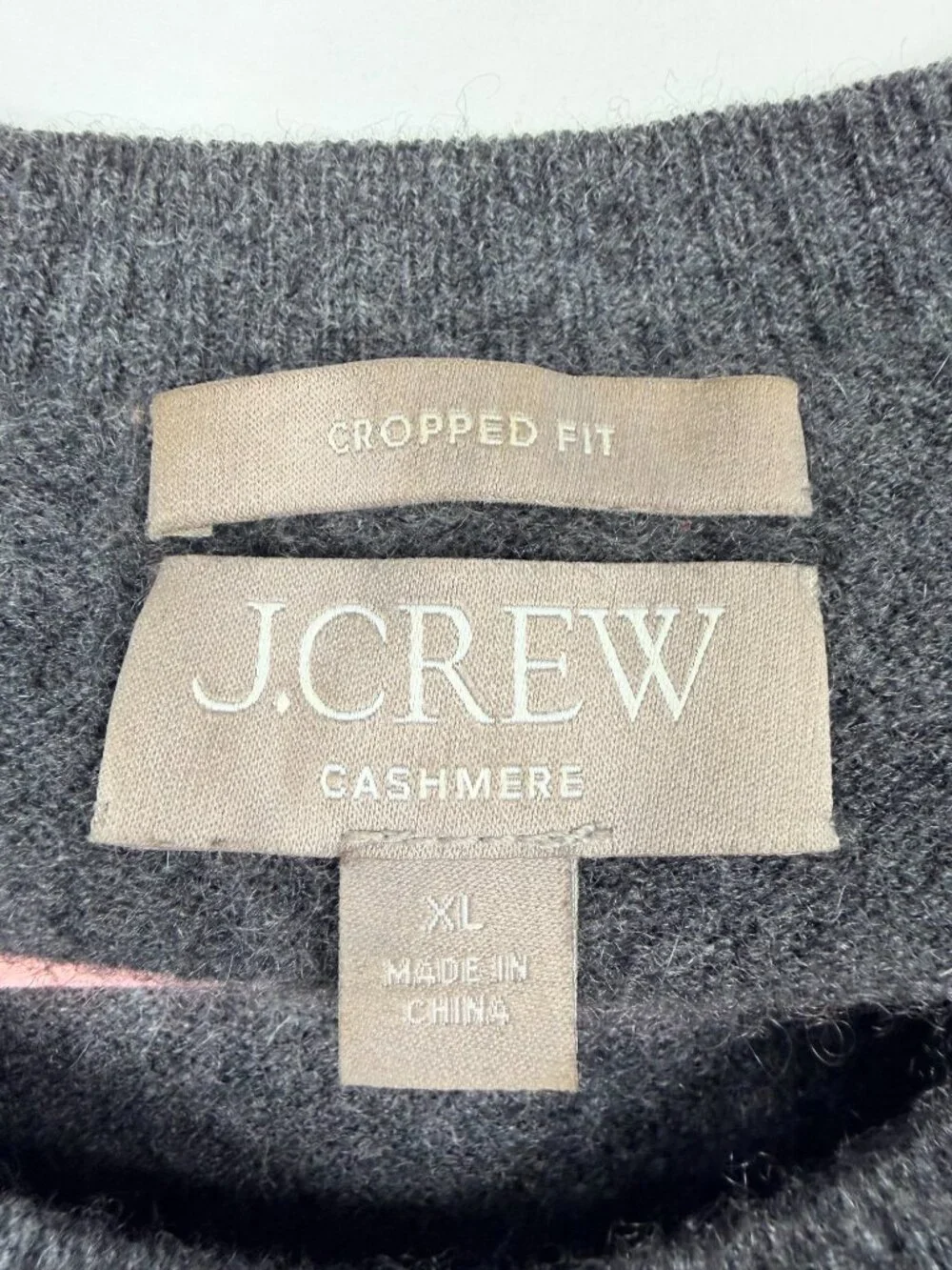 J. Crew Cropped Fit Crew Neck Cashmere Sweater Gray XL #A3830